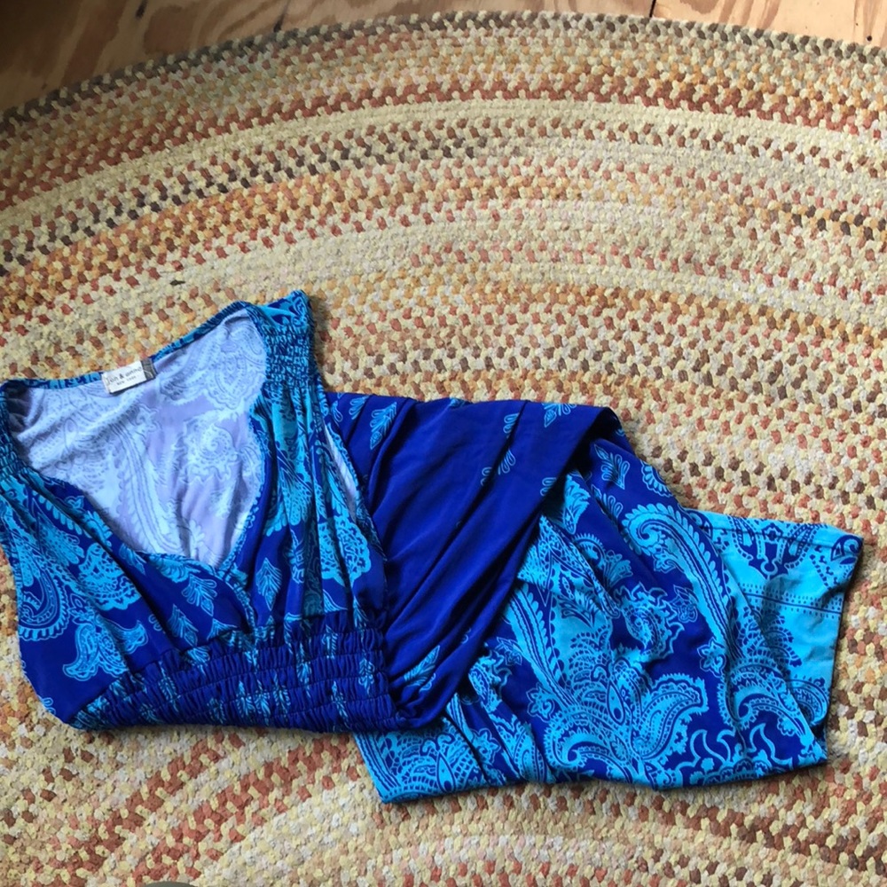 Blue Paisley Print Maxi Dress